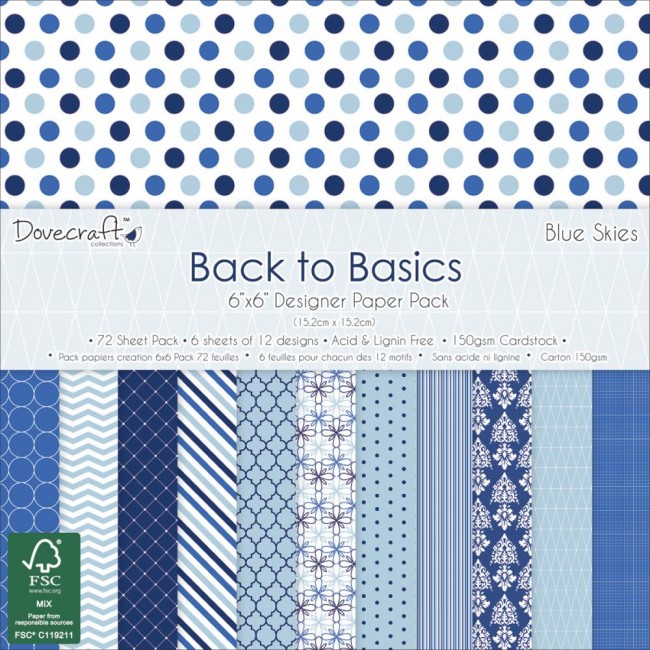 Dovecraft Back to Basics Blue Skies FSC 6x6 Paper Pad