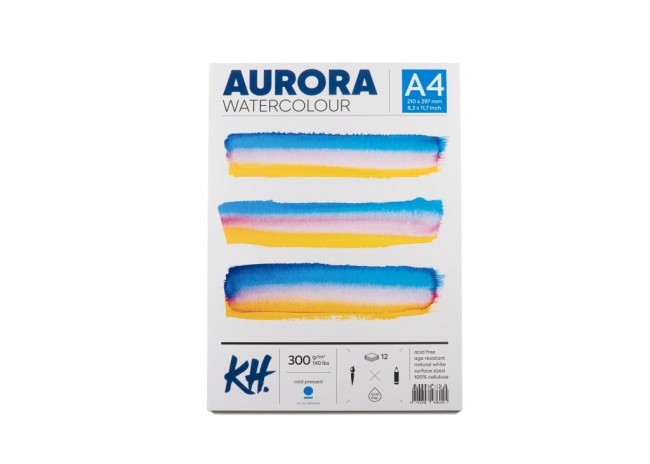 Akvarellialbum AURORA A4, 300gsm 12 lehte, Külmpressitud
