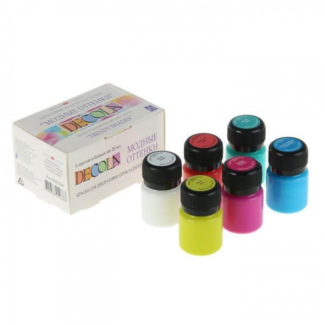 Tekstiilivärvi k-t  Decola 6x20ml"Moodsad toonid"