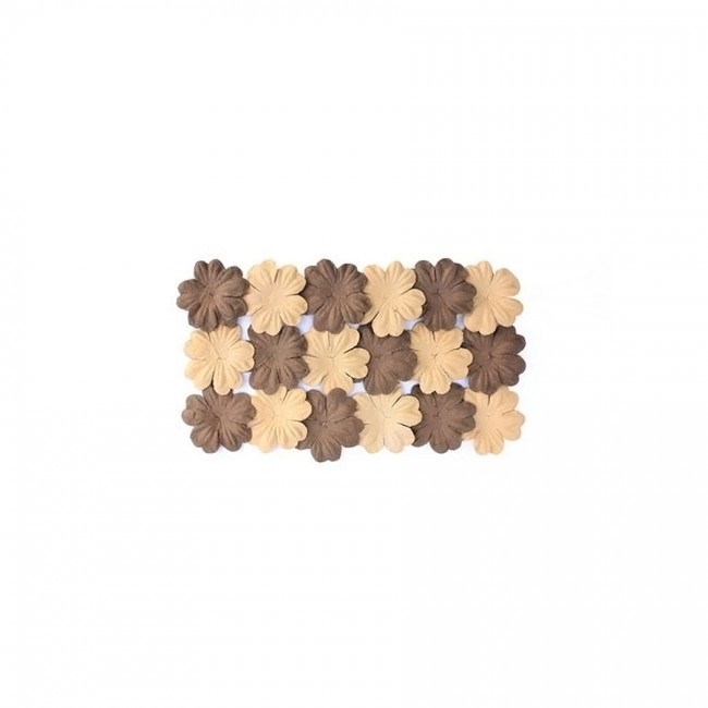 Set Of Flowers From Mulberry Paper, 2 Color 20 Pcs 28Mm Brown Sand