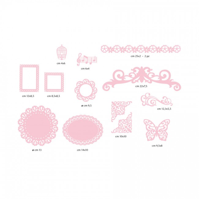 12 Paper Decorations - Pink Paper