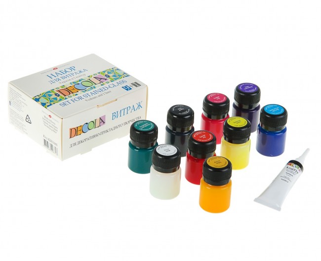 Decola vitraazvärvid k-t  9x20ml+ kontuur