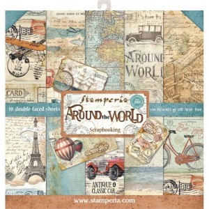 30x30cm  paberiplokk,10lh. Stamperia, "Around the World"