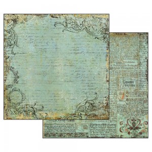 Scrapbookingu paber 30x30cmAlchemy Manuscript Turquoise Background