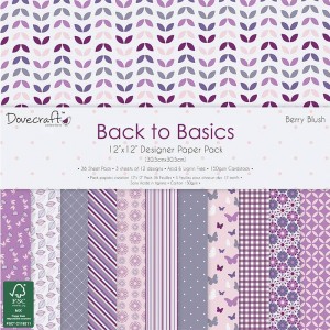 Dovecraft Back to Basics Berry Blush FSC   12x12 Paper Pack