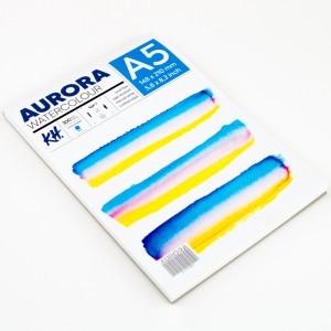 Akvarellialbum AURORA A5, 300gsm 12 lehte, Külmpressitud