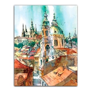Teemant mosaiik :"Towers of the Old Town" 40x50cm.
