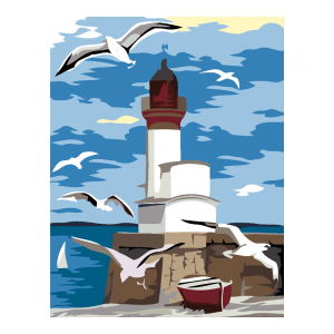 Maalimiskomplekt numbrite järgi : „Lighthouse and Seagulls“, 35х45cm,