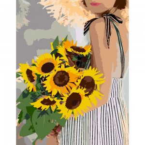 Maalimiskomplekt numbrite järgi : „Sunflowers in hands“, 35х45cm,