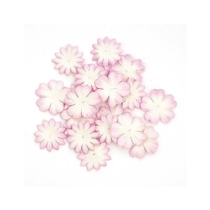 Set Of Flowers From Mulberry Paper, 2 Kinds Of 20 Pieces White With Pink