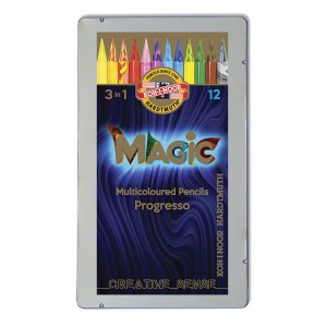 Lakk-kattega värviliste  pliiatsite k-t Magic Progresso 12tk