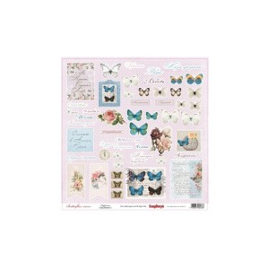 Scrapbookingu paber 30x30 cm- 190gs  Butterflies - Happiness