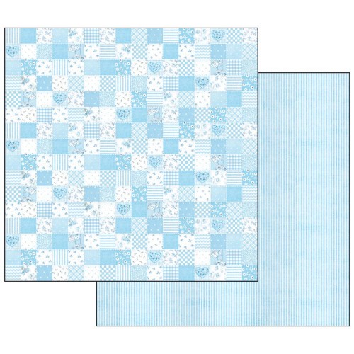 Scrapbookingu paber 30x30cm Baby Boy blue patchwork