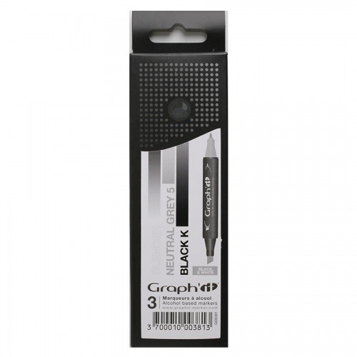 Komplekt GRAPH'IT Marker 3tk - Black & White