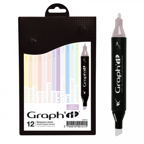 Komplekt GRAPH'IT Marker 12tk  - Pastels - Soft