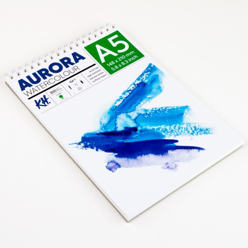Akvarellialbum AURORA A5, 300gsm 12 lehte, Krobeline (Spiraal)