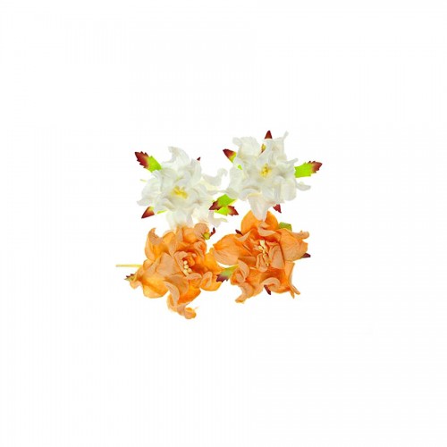 Gardenia 5Cm 4 Pcs In A Pack Peach/White