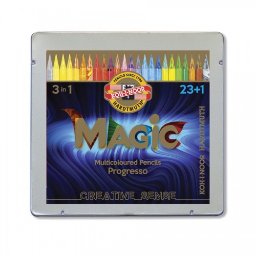 Lakk-kattega värviliste  pliiatsite k-t Magic Progresso 23+1tk