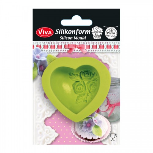3D Silikoonvorm" Heart With Roses"