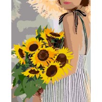 Maalimiskomplekt numbrite järgi : „Sunflowers in hands“, 35х45cm,