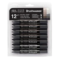 Winsor & Newton Brushmarker -  12 + 1 Blender - Neutral Tones (grey tones)