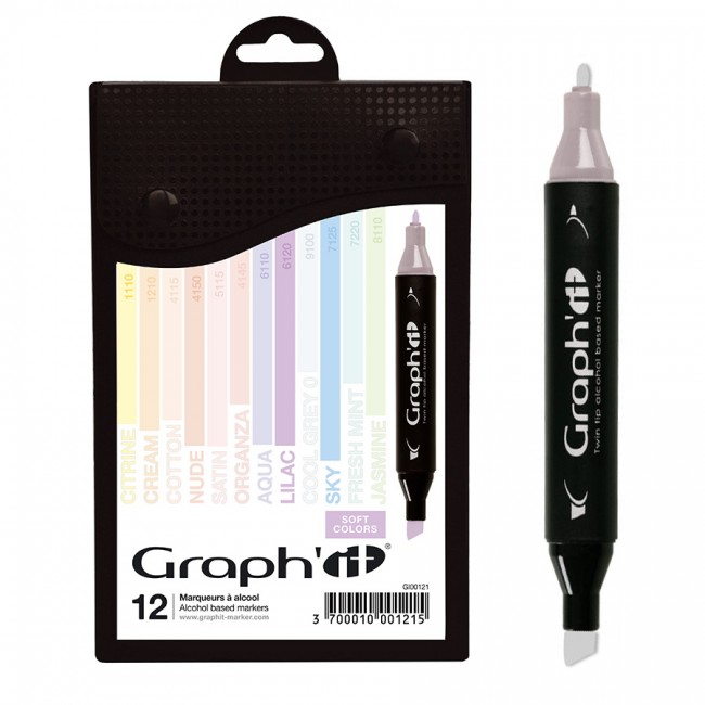 Комплект маркеров GRAPH'IT из 12 шт.- Pastels - So