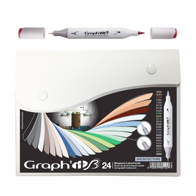 Komplekt Graph'it Brush Marker 24tk Brush Markers- Architecture