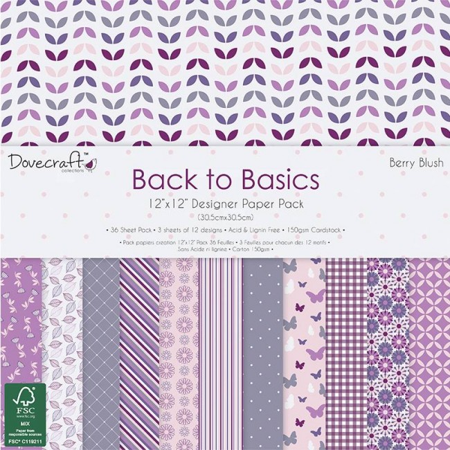Dovecraft Back to Basics Berry Blush FSC   12x12 P