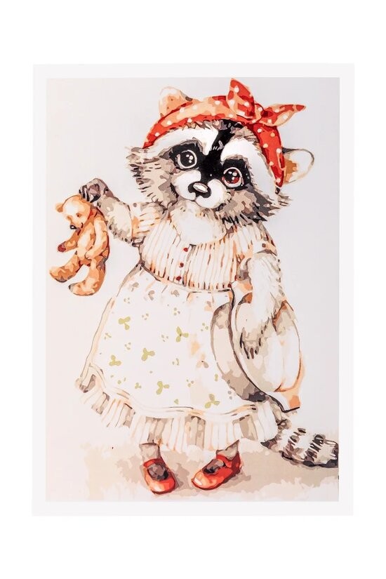Painting by numbers: "Raccoon and Teddy Bear - Zam