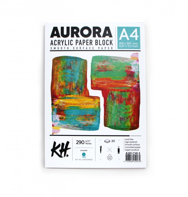 Блок из бумаги для акрила 20л, 290гр A4 , AURORA  