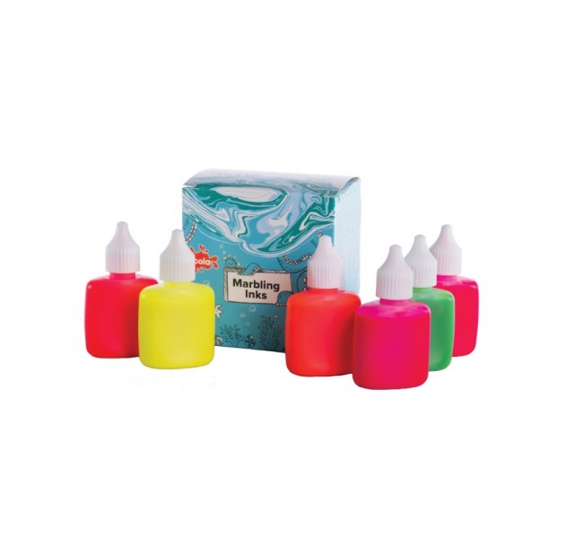 MARBLING INK 6 x 25ml assorted fluorescent colours