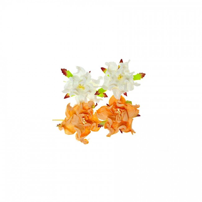 Gardenia 5Cm 4 Pcs In A Pack Peach/White