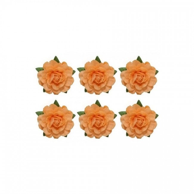Tea Roses' Flowers, -18 Mm Diameter, 6 Pcs, Beige