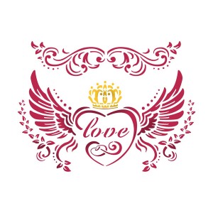 Шаблон 20х15см -Love with wings