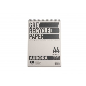 Альбом для скетчей из серой переработанной бумаги  50л, 110gsm A4 спираль, AURORA