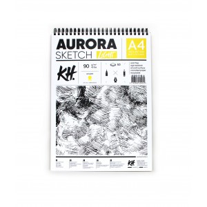 Альбом для скетчей 50л, 90гр A4 спираль, AURORA   