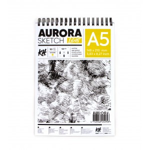 Альбом для скетчей 50л, 90гр A5 спираль, AURORA   
