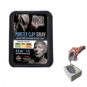 Скульптурный пластилин Monster Clay Medium средний  2,05кг, Серый