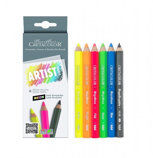 Artist Studio Line - 5 неоновых цветных карандашей+1 графит