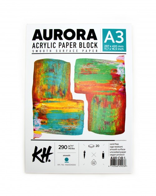 Блок из бумаги для акрила 20л, 290гр A3 , AURORA  