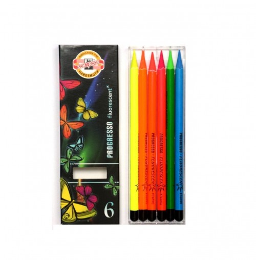 Набор цветых карандашей в лаке "Progresso FLUO" 6шт 8741 6