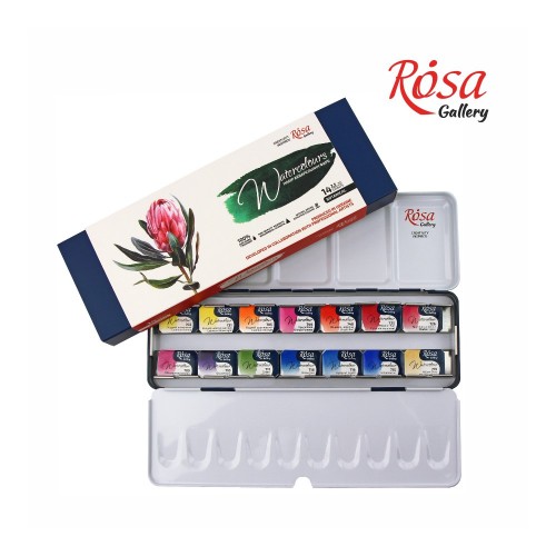 Набор акварельных красок  "Botanical" ROSA Gallery, металл.коробка, 14 цв.