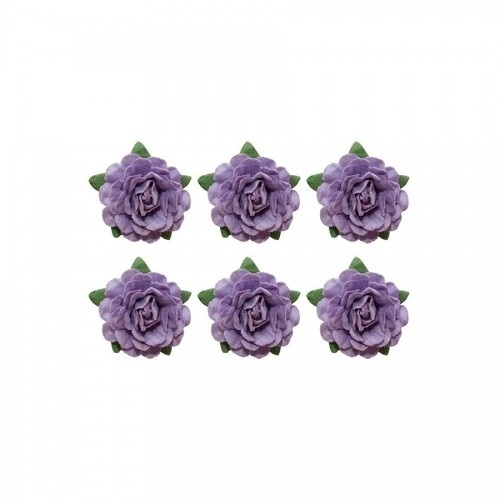 Tea Roses' Flowers, -18 Mm Diameter, 6 Pcs, Purple