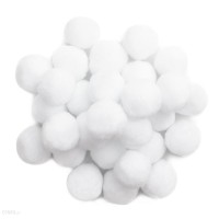 POLYESTER WHITE POMPOMS 5 CM, 30 PCS              