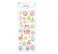 GLITTER STICKERS - COLOUR EASTER EGGS, 24 PCS     