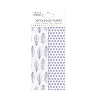 Simply Creative Decoupage Paper  Purple Feathers