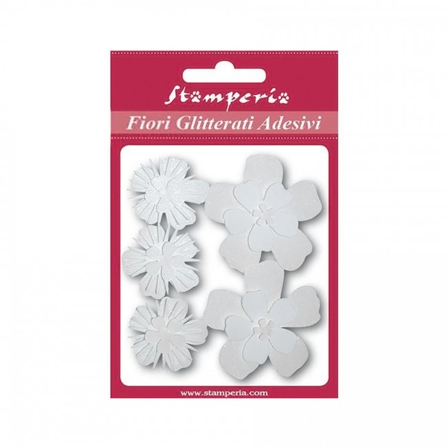 Pack 5 cut white flowers