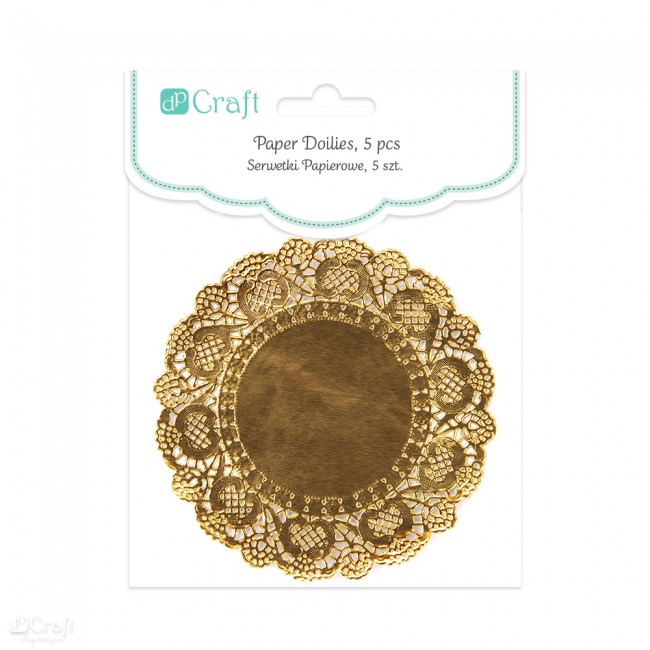 PAPER DOILIES 11 CM, 5 PCS GOLDEN