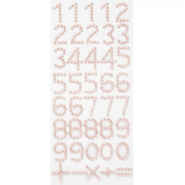 PEARL NUMBERS STICKERS, 40 PCS, - PINK