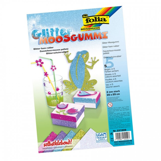 Glitter Foam 5Sheets 20X29Cm.Folia